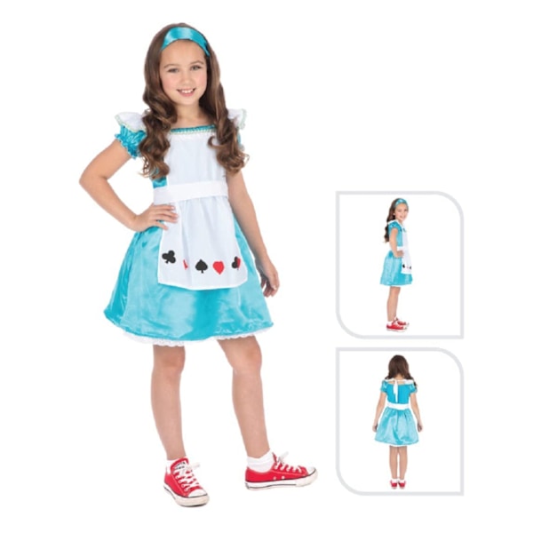 Bristol Novelty Barnkostym Alice M Blå/Vit Blue/White M