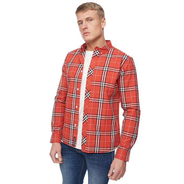 Bewley & Ritch Herr Buford Rutig Skjorta L Röd Red L