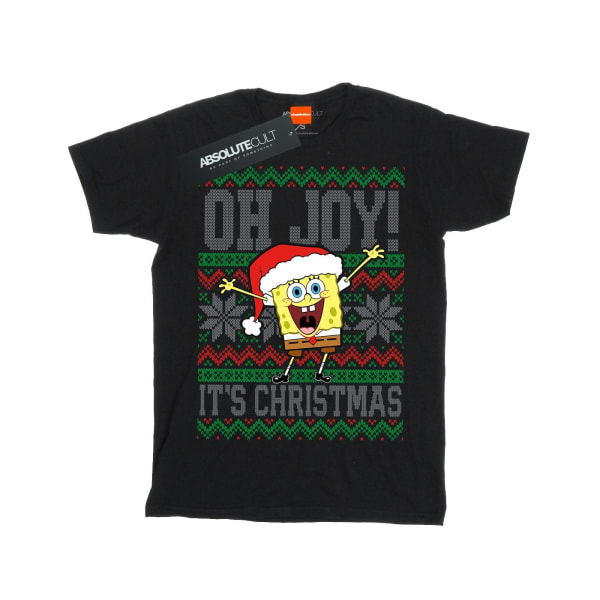 Svampbob Fyrkant Pojkar Oh Joy! Christmas Fair Isle T-shirt Black 5-6 Years