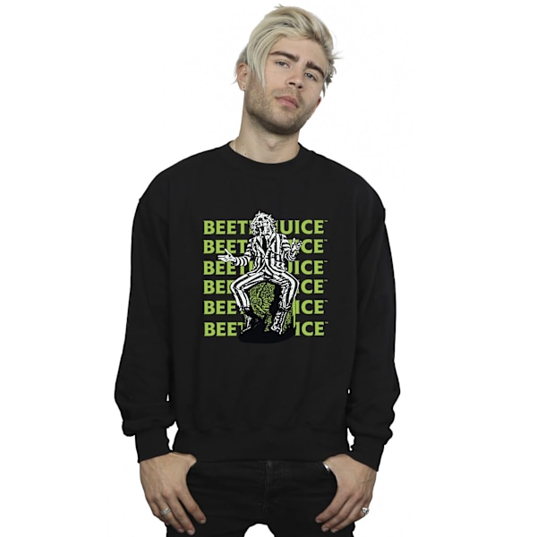 Beetlejuice Herr Tröja Pose Repeat Logo Sweatshirt L Svart Black L