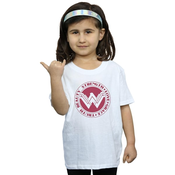 DC Comics Girls Wonder Woman Beauty Strength Love Bomull T-Shir White 5-6 Years