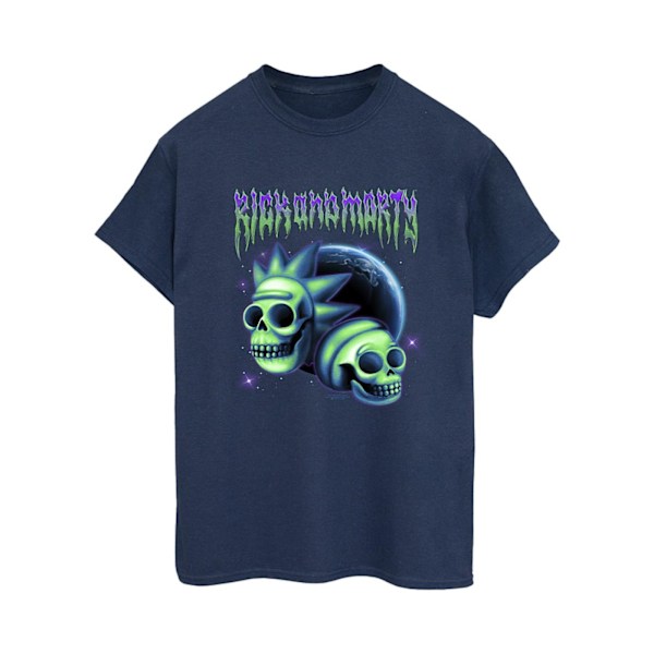 Rick And Morty Dam/Damer Space Skull Bomull Boyfriend T-Shi Navy Blue L