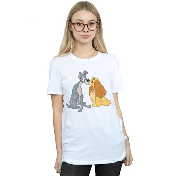 Disney Dam/Kvinnor Lady Och Lufsen Distressed Kiss Bomull White M