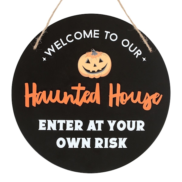 Something Different Haunted House Rund Plakett En Storlek Svart/Vit Black/White/Orange One Size
