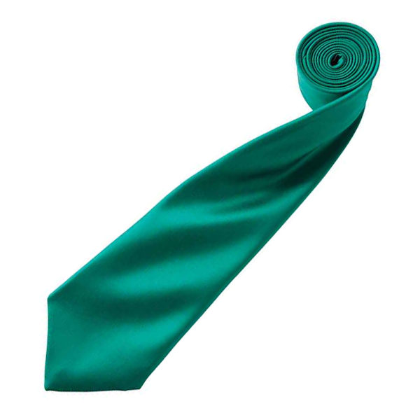 Premier herr enfärgad satinslips (smal blad) One Size Emerald Emerald One Size