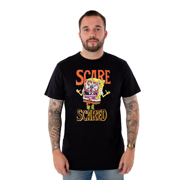 SpongeBob SquarePants Scare Or Be Scared T-shirt för män, M, svart Black M
