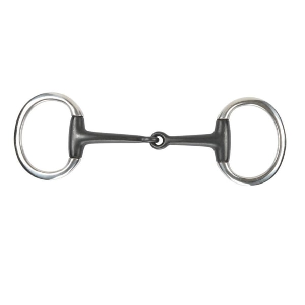 Shires Flat Horse Eggbutt Snaffle Bit 4.5in Black Black 4.5in