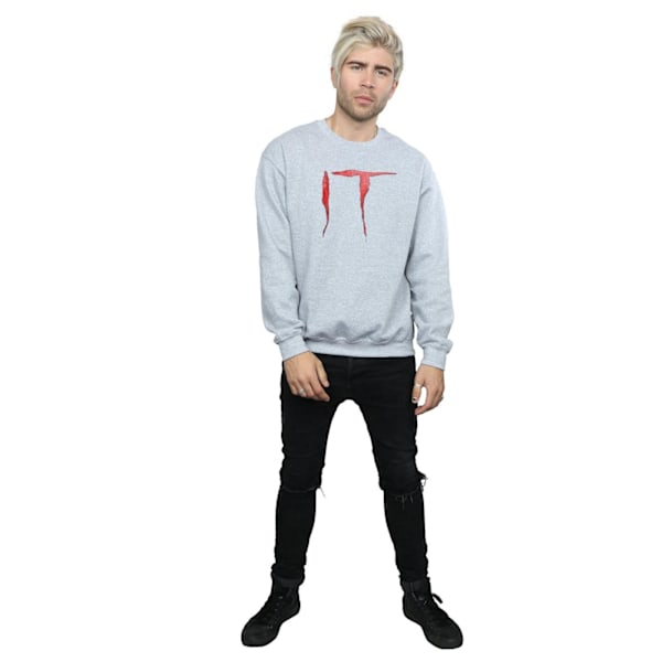 It Herr Distressed Logo Sweatshirt L Sports Grey Sports Grey L