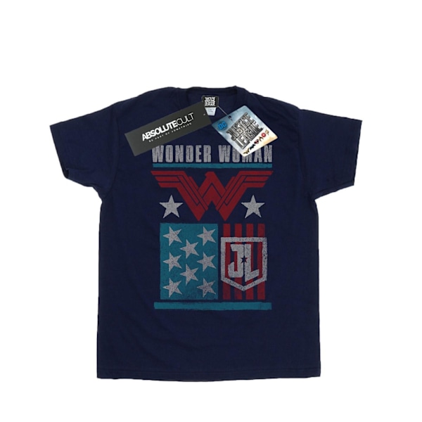 DC Comics Justice League Movie Wonder Woman Flag T-Shirt X Navy Blue XXL
