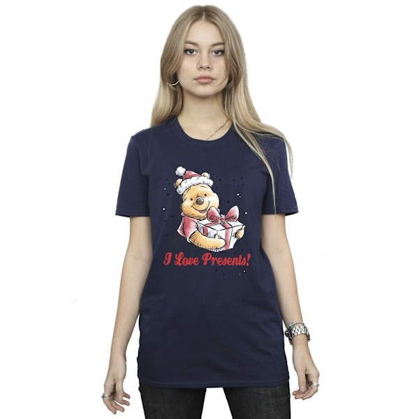 Disney Dam/Kvinnor Winnie The Pooh Love Presents Bomull Boyfriend T-Shirt Navy Blue XXL