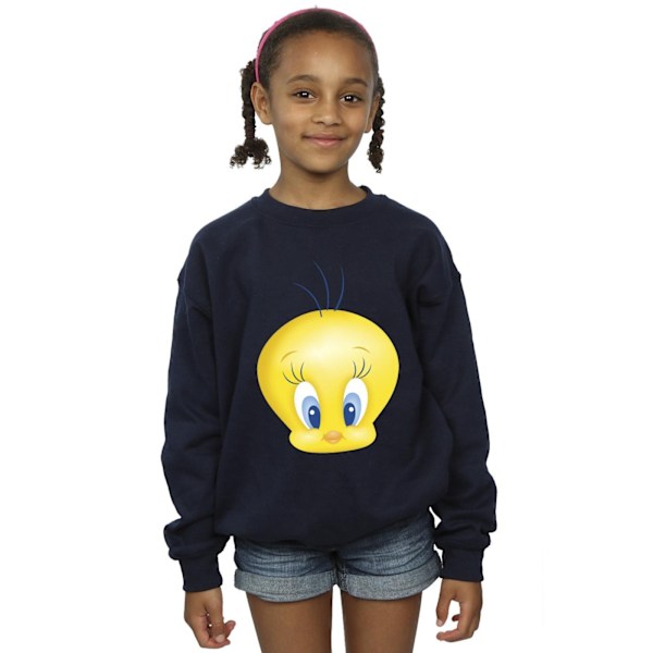 Looney Tunes Tjej Tweety Ansikte Sweatshirt 12-13 År Marinblå Navy Blue 12-13 Years