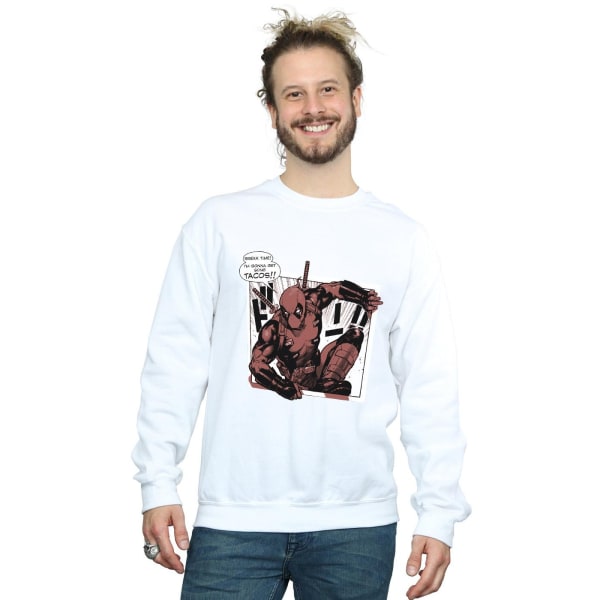 Marvel Mens Deadpool Breaktime Tacos Sweatshirt L Vit White L