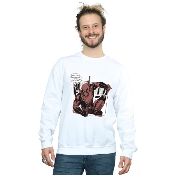 Marvel Mens Deadpool Breaktime Tacos Sweatshirt XL Vit White XL