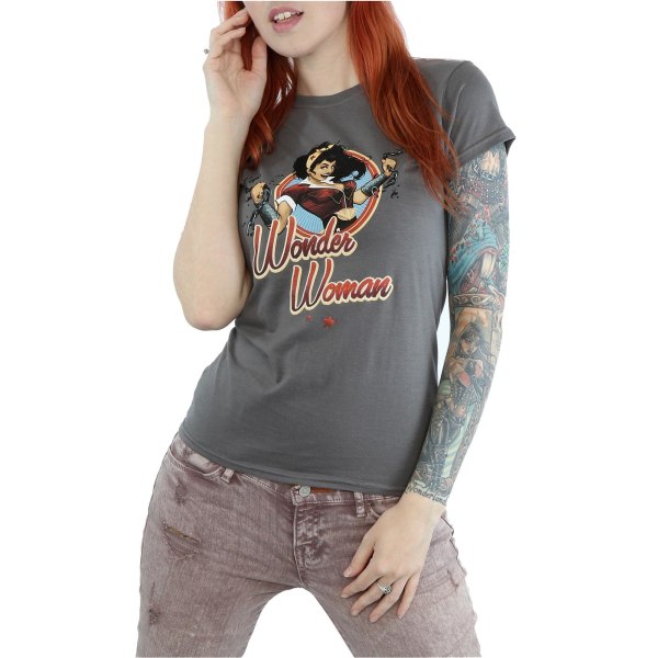 Wonder Woman Womens/Ladies Bombshells Badge Heather T-Shirt L C Charcoal L