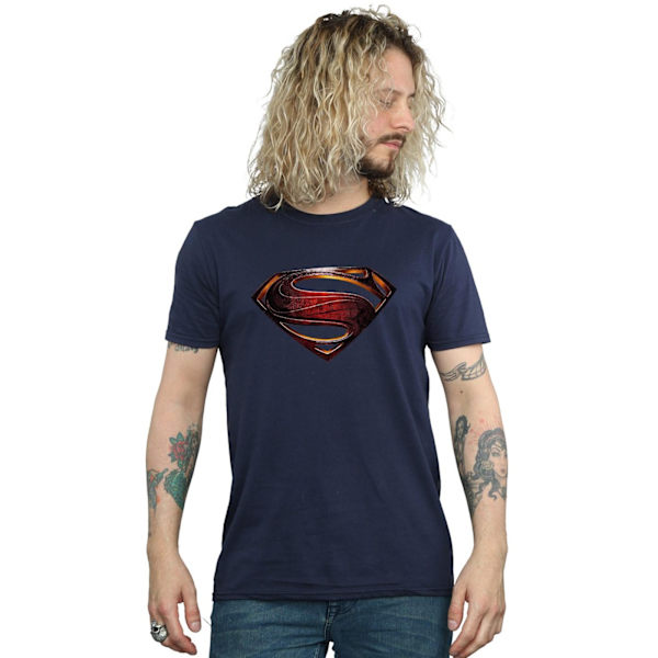 Superman Herr Logo Bomull T-shirt L Marinblå Navy Blue L