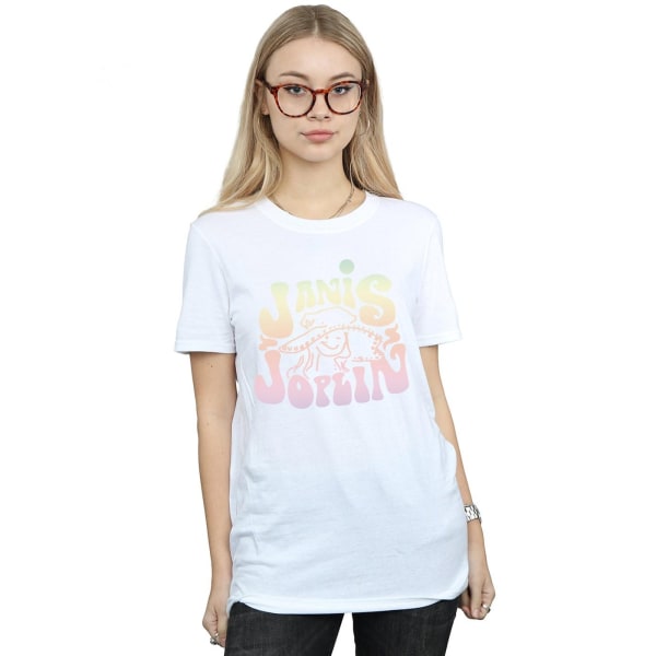 Janis Joplin Dam T-shirt i bomull med logotyp i pastellfärger för kvinnor/damer White M