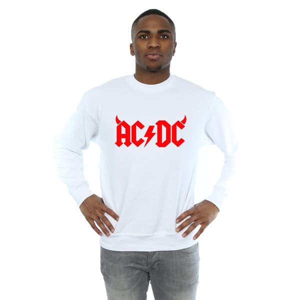 AC/DC Herr Horns Logo Sweatshirt S Vit White S