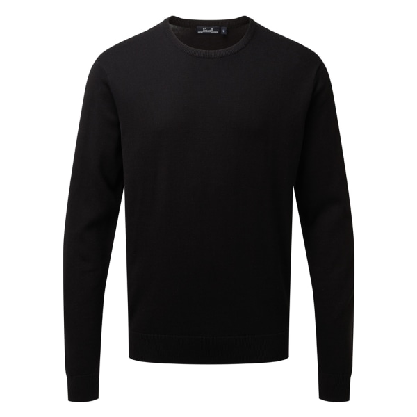 Premier Adults Unisex Cotton Rich Crew Neck Sweater XS Black Black XS