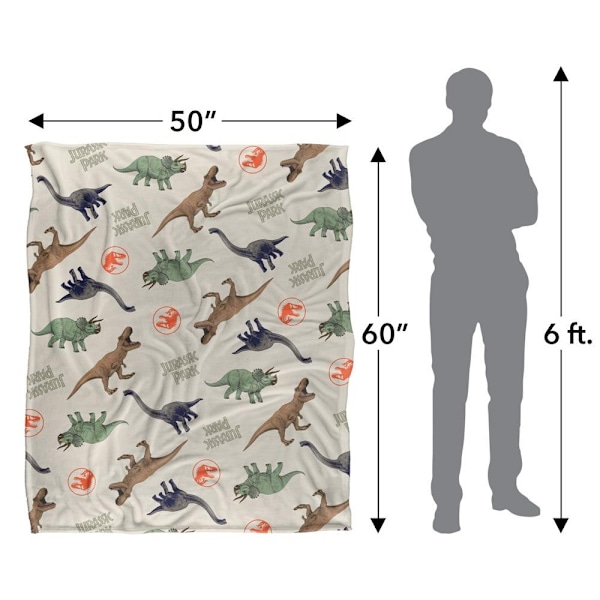 Jurassic Park Filt med All-Over-Tryck One Size Flerfärgad Multicoloured One Size