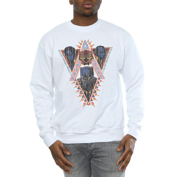 Marvel Herr Svart Panter Tribal Heads Sweatshirt S Vit White S