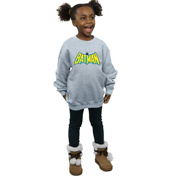DC Comics Girls Batman Retro Logo Sweatshirt 9-11 år Sport Sports Grey 9-11 Years