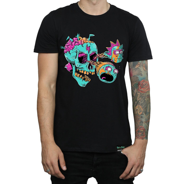 Rick And Morty Mens Eyeball Skull T-shirt bomull XL Svart Black XL