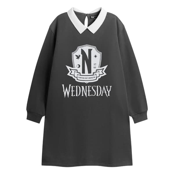 Onsdag Flickor Unitas Est Invicta Sweatshirtklänning 9-10 År Black 9-10 Years