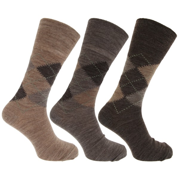 Mäns traditionella Argyle-mönster, icke-elastiska lammullblandning Så Shades of Brown UK Shoe 6-11, EUR 39-45