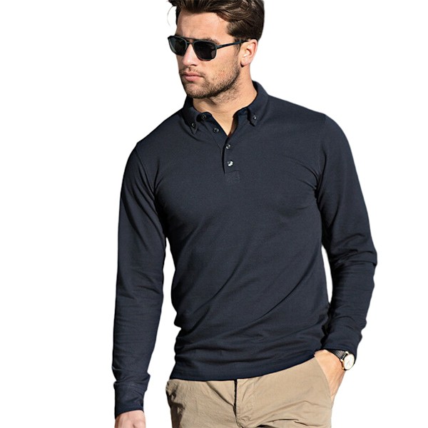 Nimbus Carlington Deluxe långärmad poloskjorta 4XL svart Black 4XL