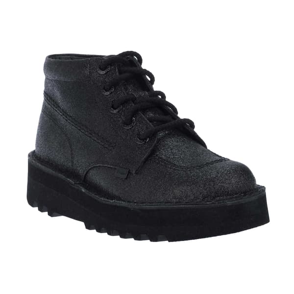 Kickers Dam/Dam Kick Hi Glitter Läderklackstövlar Black 5 UK