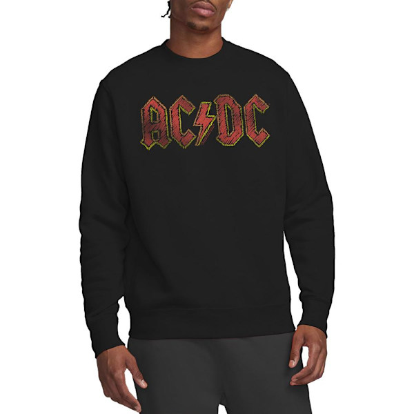AC/DC Unisex Vuxen Handritad Logotyp Sweatshirt XL Svart Black XL