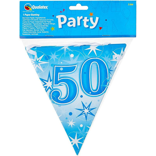 Qualatex Sparkle 50-årsdag Vimpel En Storlek Blå Blue One Size