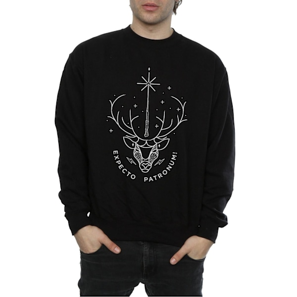 Harry Potter Expecto Patronum Charm Sweatshirt för män, M, svart Black M