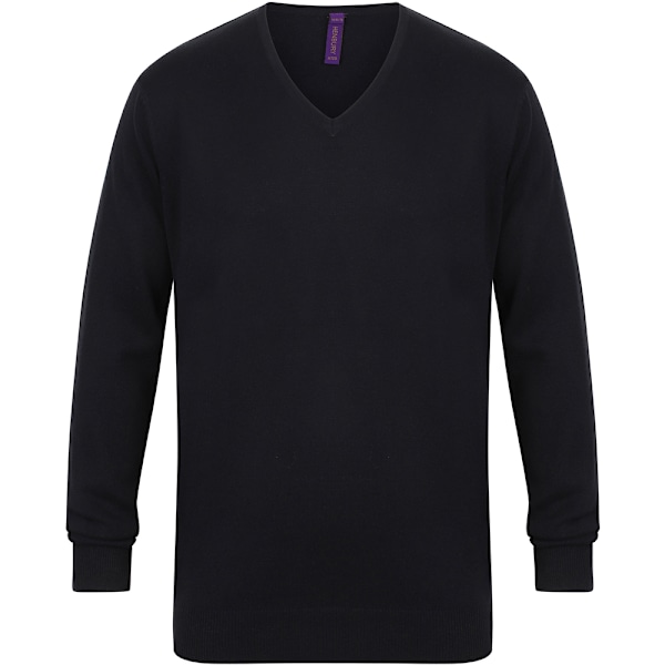 Henbury Herr 12 Gauge Fint Stickat V-ringad Tröja / Sweatshirt XS N Navy XS