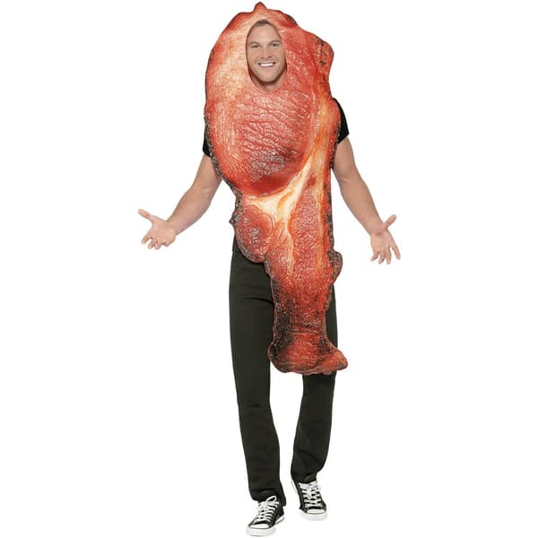 Smiffys Bacon-dräkt för män, One Size, Rosa Pink One Size