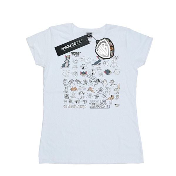 Tom And Jerry Dam T-shirt i bomull för kvinnor/damer, storlek L, vit White L