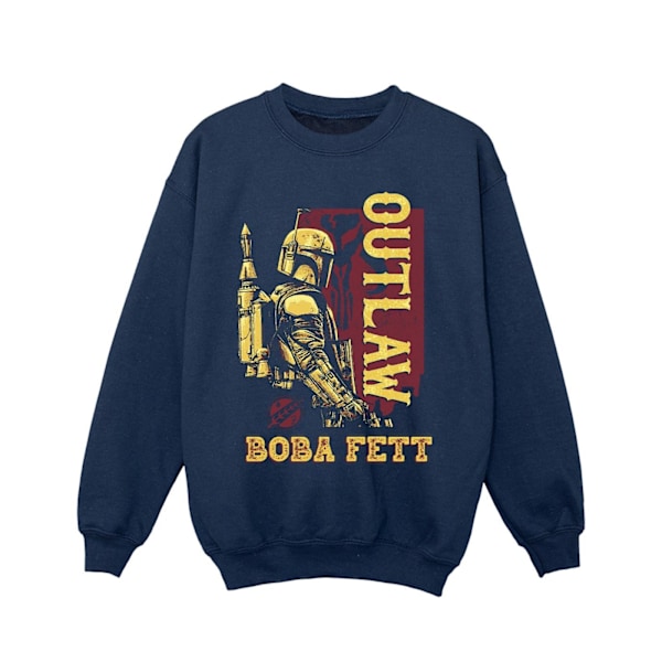 Star Wars Girls The Book Of Boba Fett Distressed Outlaw Sweatshirt Navy Blue 5-6 Years