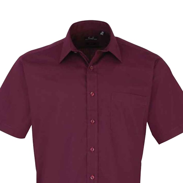 Premier herr kortärmad poplinskjorta 16,5 tum aubergine Aubergine 16.5in