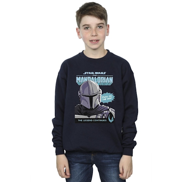 Star Wars The Mandalorian Boys Mando Comic Cover Sweatshirt 12- Navy Blue 12-13 Years