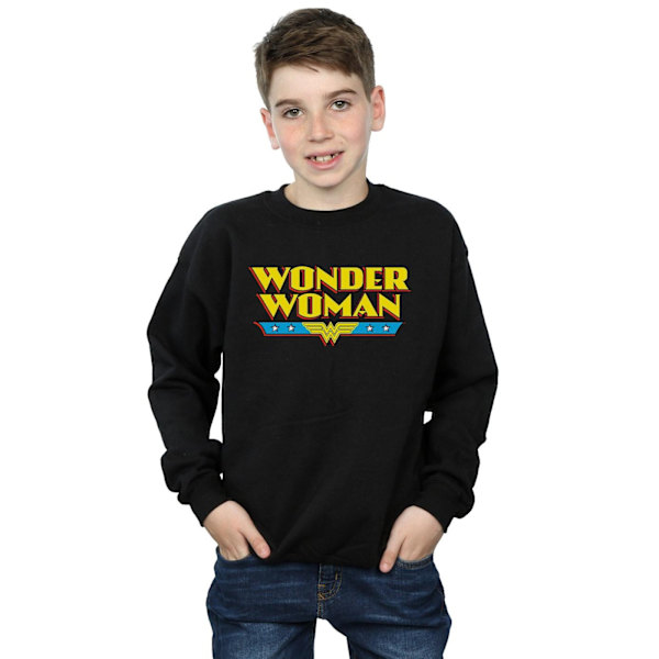 DC Comics Boys Wonder Woman Text Logo Sweatshirt 9-11 år Bla Black 9-11 Years