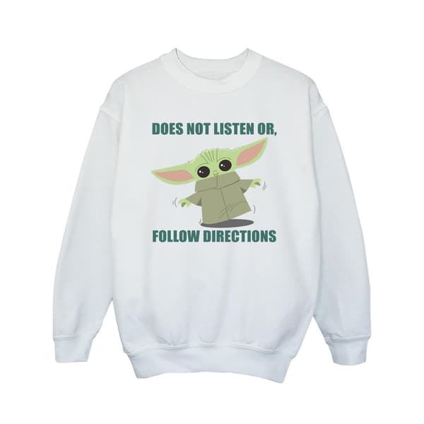Star Wars Flickor The Mandalorian Grogu Lyssnar Inte Tröja White 7-8 Years