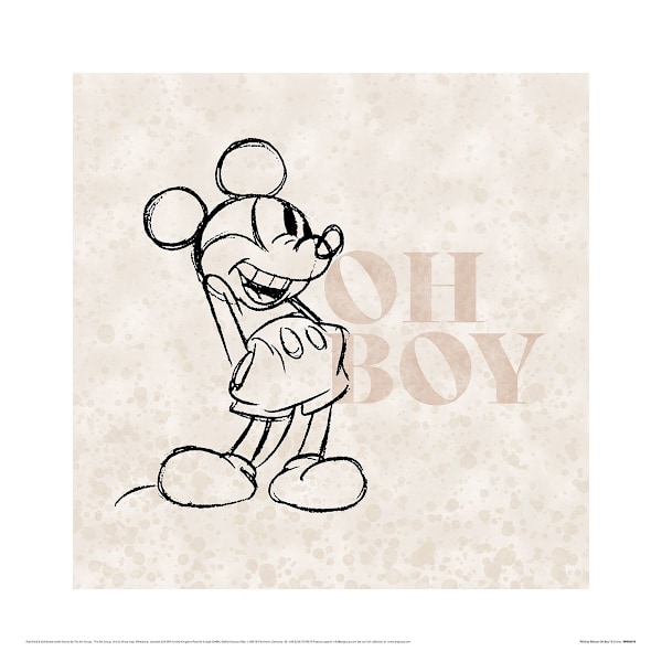 Mickey Mouse Oh Boy Print 40cm x 40cm Kräm/Svart Cream/Black 40cm x 40cm
