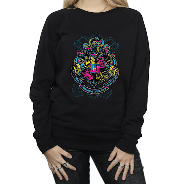 Harry Potter Dam/Damer Neon Hogwarts Crest Sweatshirt L Svart Black L