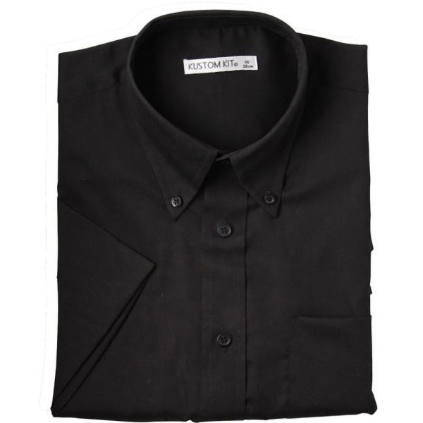 Kustom Kit Herr Kortärmad Corporate Oxford Skjorta 22 tum Svart Black 22inch