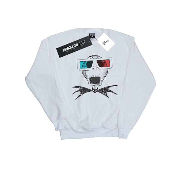 Disney Dam/Kvinnor Mardröm Innan Jul Jack Skellington 3D Glasögon Sweatshirt S Vit White S