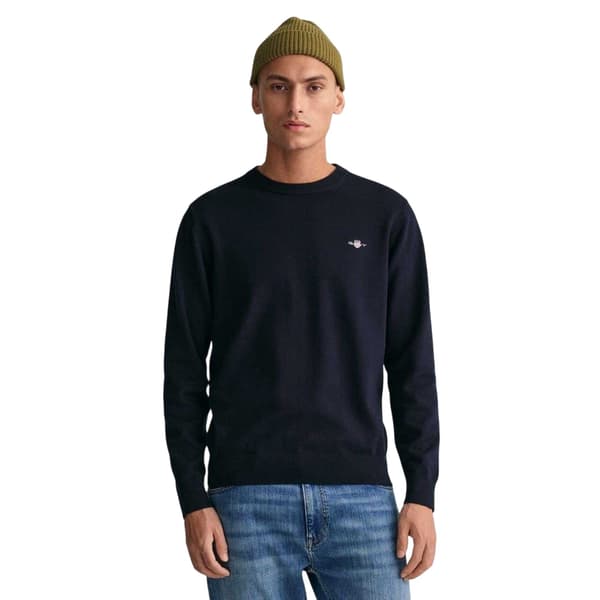 Gant Herrtröja i bomull med rund hals XL Evening Blue Evening Blue XL