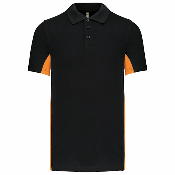 Kariban Herr Flag Polycotton Pique Poloshirt M Svart/Orange Black/Orange M