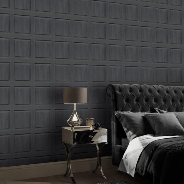 Arthouse Panel Textured Tapet 10m x 53cm Charcoal Charcoal 10m x 53cm
