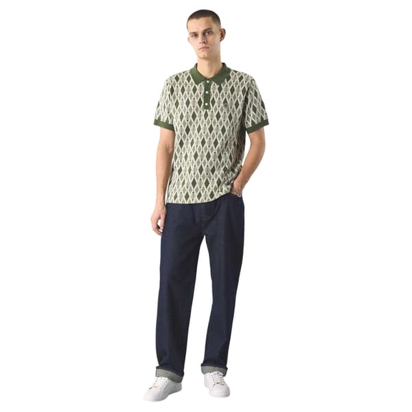 Pretty Green Jacquard Regular Pikétröja för män S Grön Green S