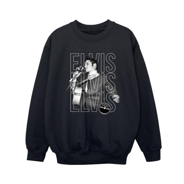Elvis Boys Triple Logo Portrait Sweatshirt 5-6 Years Black Black 5-6 Years